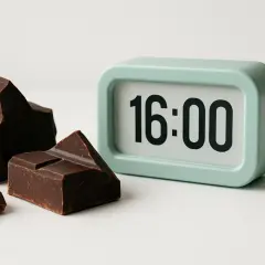L'orologio segna le 16:00, l'ora perfetta per concedersi un pezzetto di cioccolato fondente, perché il cioccolato fondente fa bene.